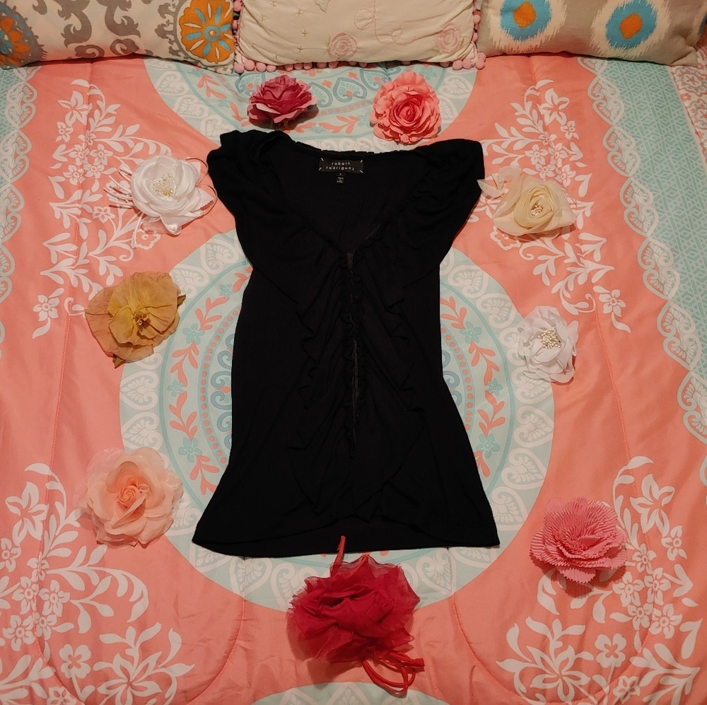Robert Rodriguez Black Tanktop with Ruffles